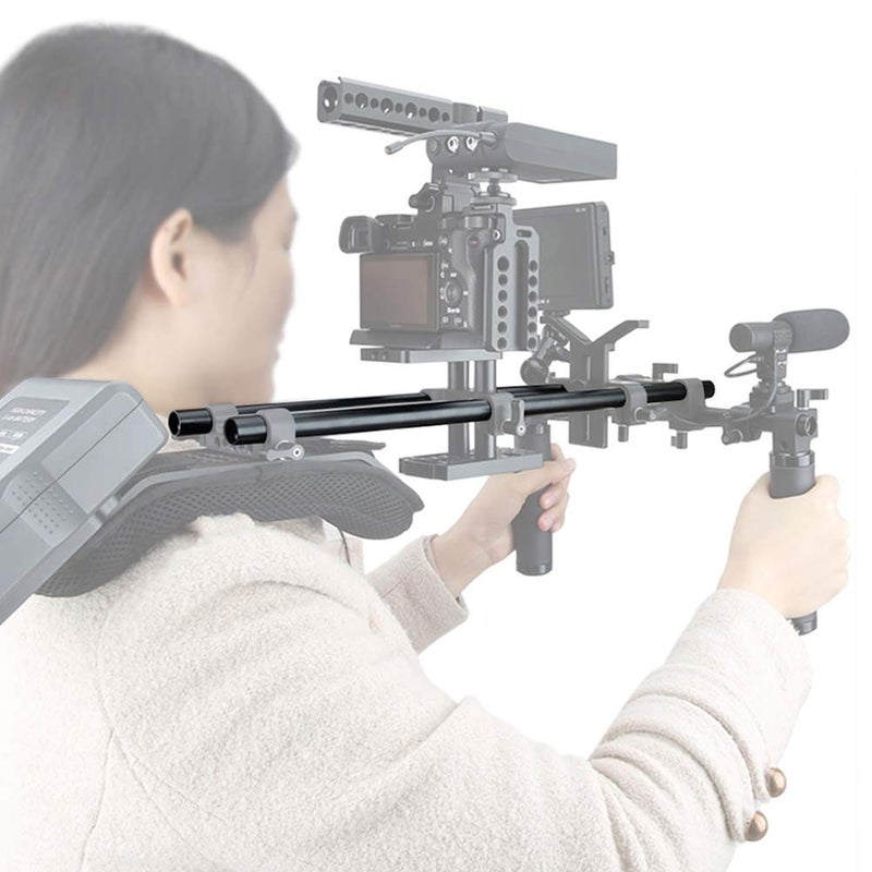 NICEYRIG 15mm Rod 16 Inch (40CM) Long for Shoulder Rig Rod Support System, Black Aluminum Alloy, Pack of 2-171 - Image 3